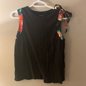 Who What Wear Tank with Floral sleeve edge